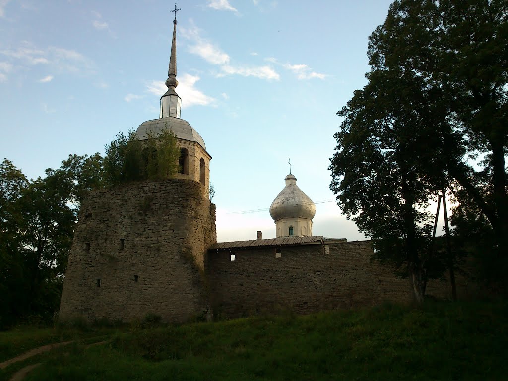 Porkhov fortress tower and church