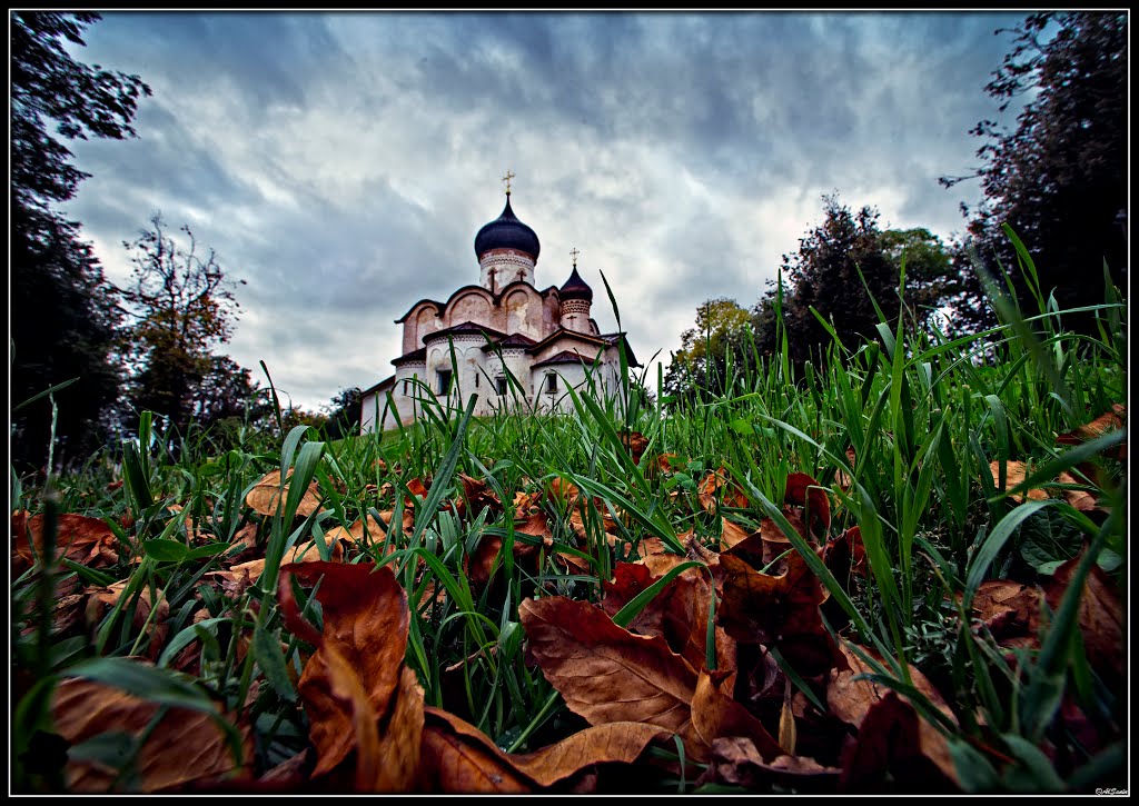 Autumnal motive in the ancient city. Pskov. Russia.