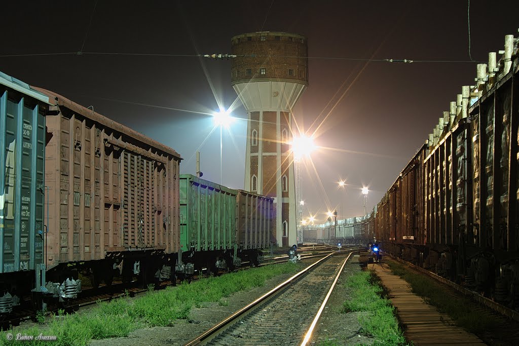 Train station Bataysk at night