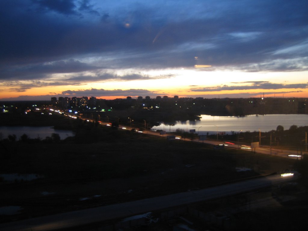 Мост - путепровод на закате