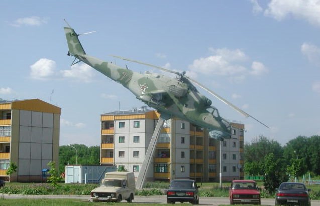 Helicopter monument in the memory of those perished in Chechen war