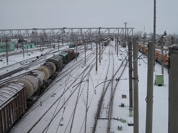 Платформа Рыбное. Вид с моста зимой.