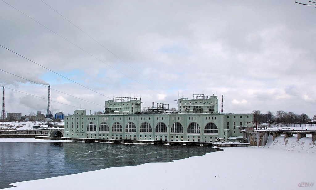 Волхов. ГЭС им. Ленина зимой