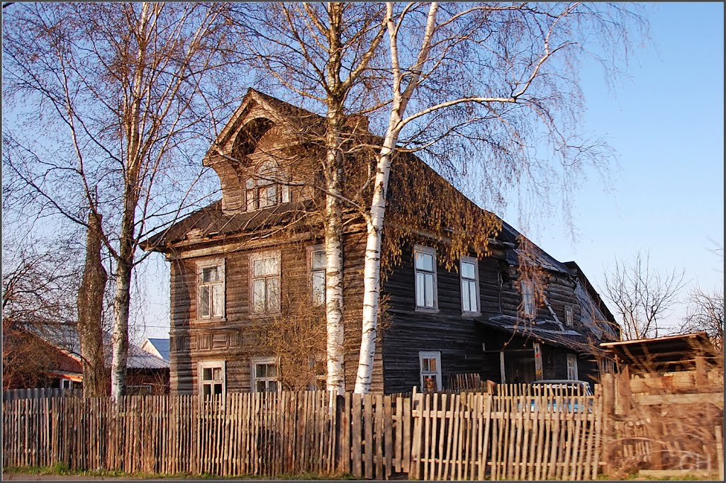 Волхов. Пороги. Большой дом с берёзами.