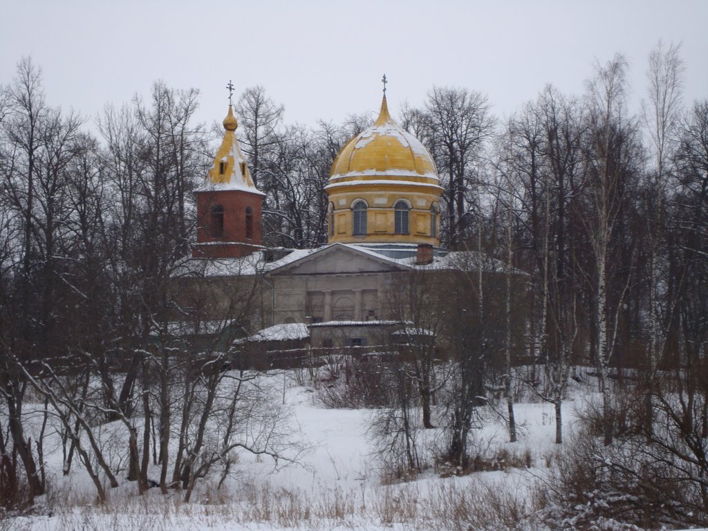 Спасо-Преображенский храм в Орлино. Вид с озера.