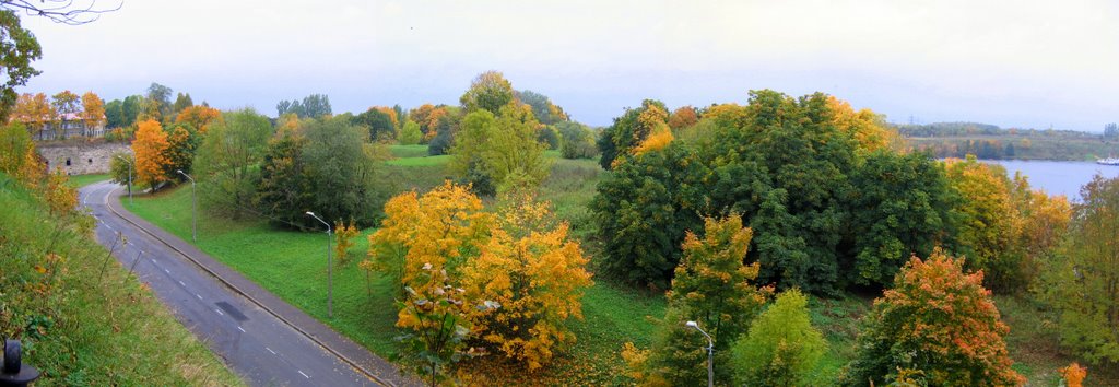 Panorama of Narva. Sadama street, view from Victoria Bastion