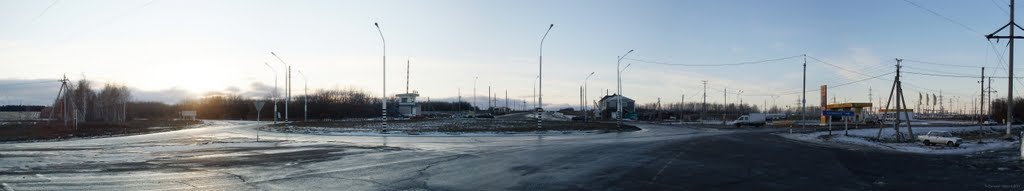 Панорама кругового перекрёстка в Калининске