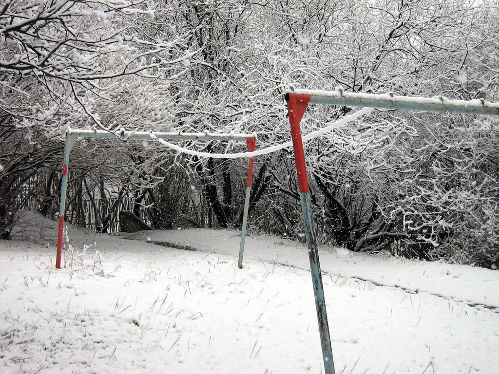 Первомайская пурга. Налипание мокрого снега на бельевые веревки. Snowstorm on May 1, 2009. Wet snow on the rope