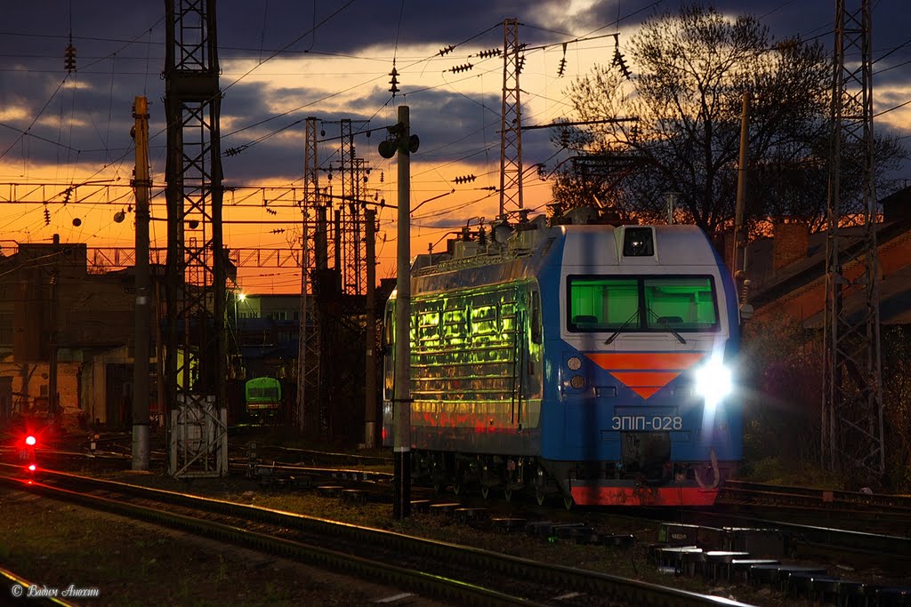 The evening on train station Mineralnye Vody