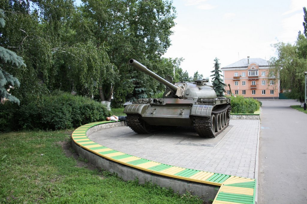 Tank and wounded man