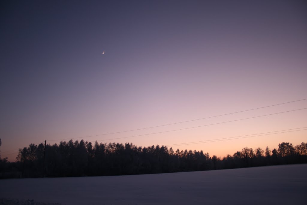 lune et coucher de soleil