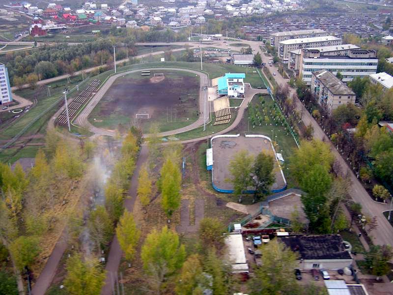 Вид на стадион с вертолёта