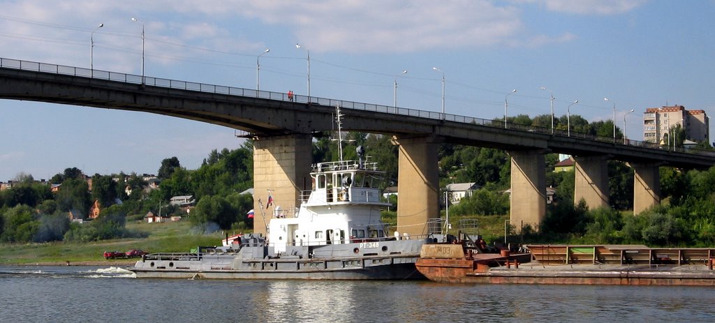 Russia, the Tula area, Aleksin, the bridge through the river Oka, 2006