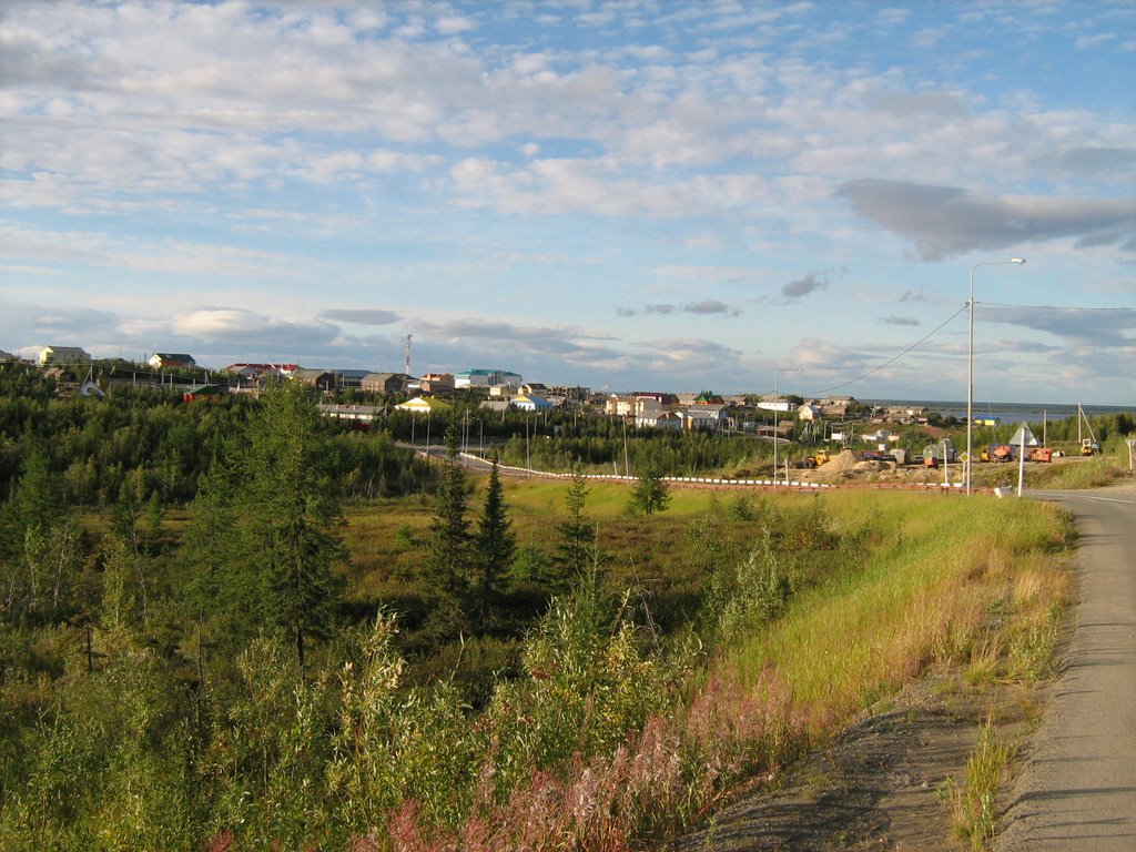 Въезд в село Аксарка