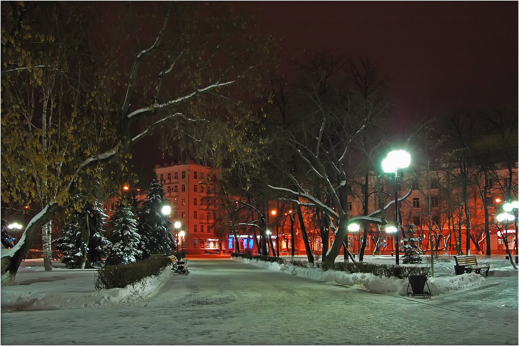 Тюмень. Центральная площадь. Ночь.