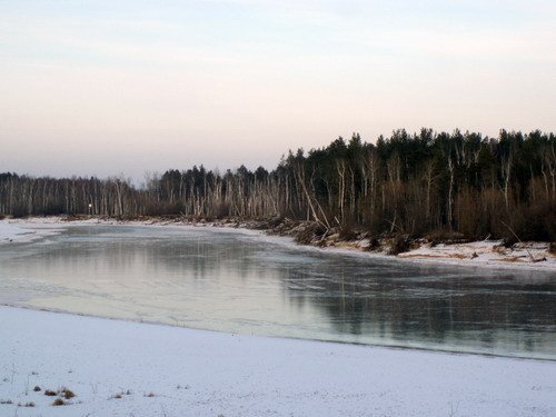 Первый лед. Вид на реку Конда от третьего микрорайона.