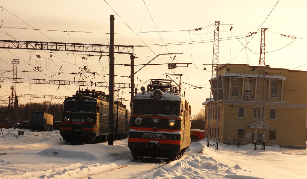 Электровозы ВЛ11М-231 и ВЛ60К-2528 в восточном парке