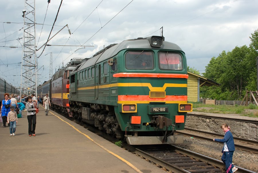 Тепловоз М62-1810, ст. Балезино Горьковской ЖД / Diesel-engine locomotive M62-1810, Balezino station of Gorky division of RZD (12/06/2008)
