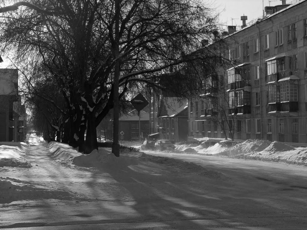 winter morning in the street construction
