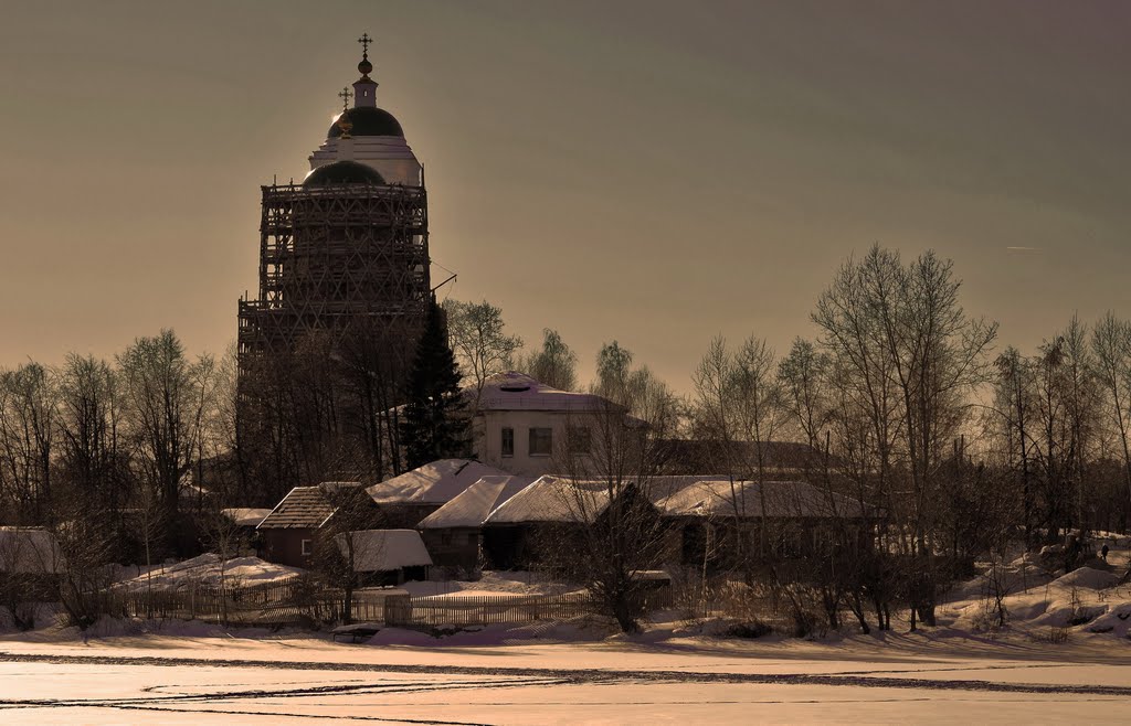 temple on the shore of the pond