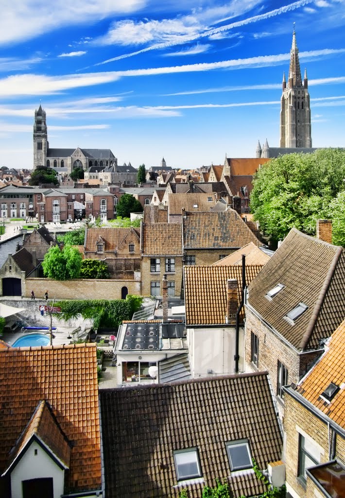 Brugge rooftops from Maes Brewery