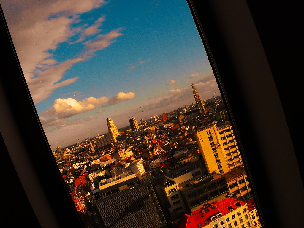 Antwerp in the evening rays, from the window of Museum aan de Stroom. / Вечер во Фландрии