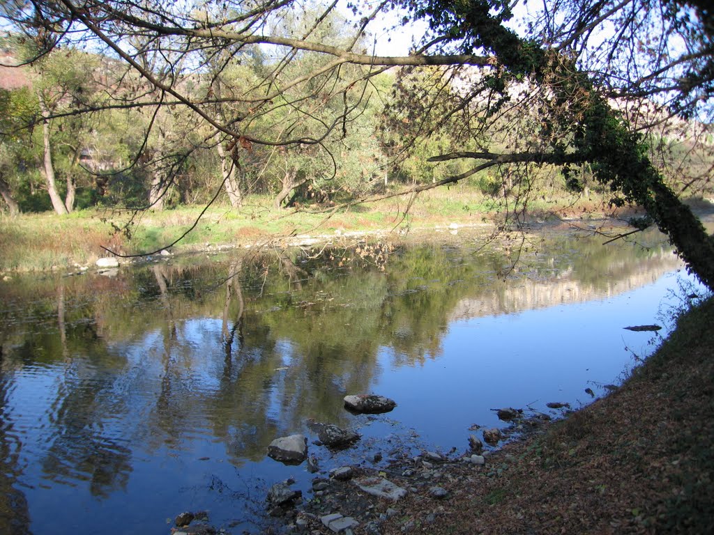 Lovech in autumn-river Osum