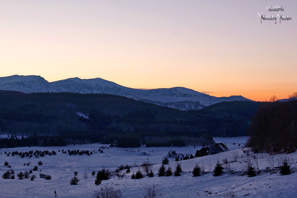 Balkan massif Triglav and Uzana at dusk