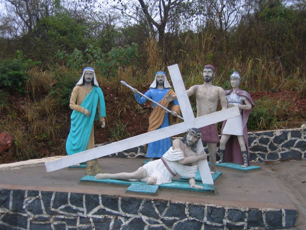 via sacra, subida morro o cristo, corumbá ms, Brasil