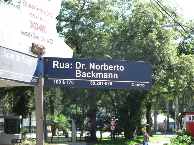 Rua Dr. Norberto Bachmann em dezembro de 2009 - a placa está errada!