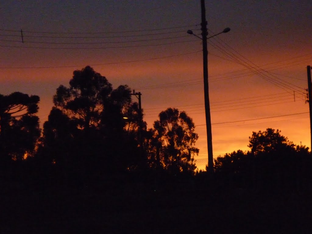 Por do sol visto do clube dos bombeiros lages sc,Brasil