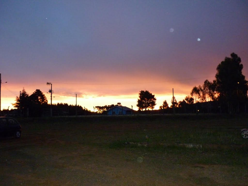 Por do sol visto do clube dos bombeiros lages sc,Brasil