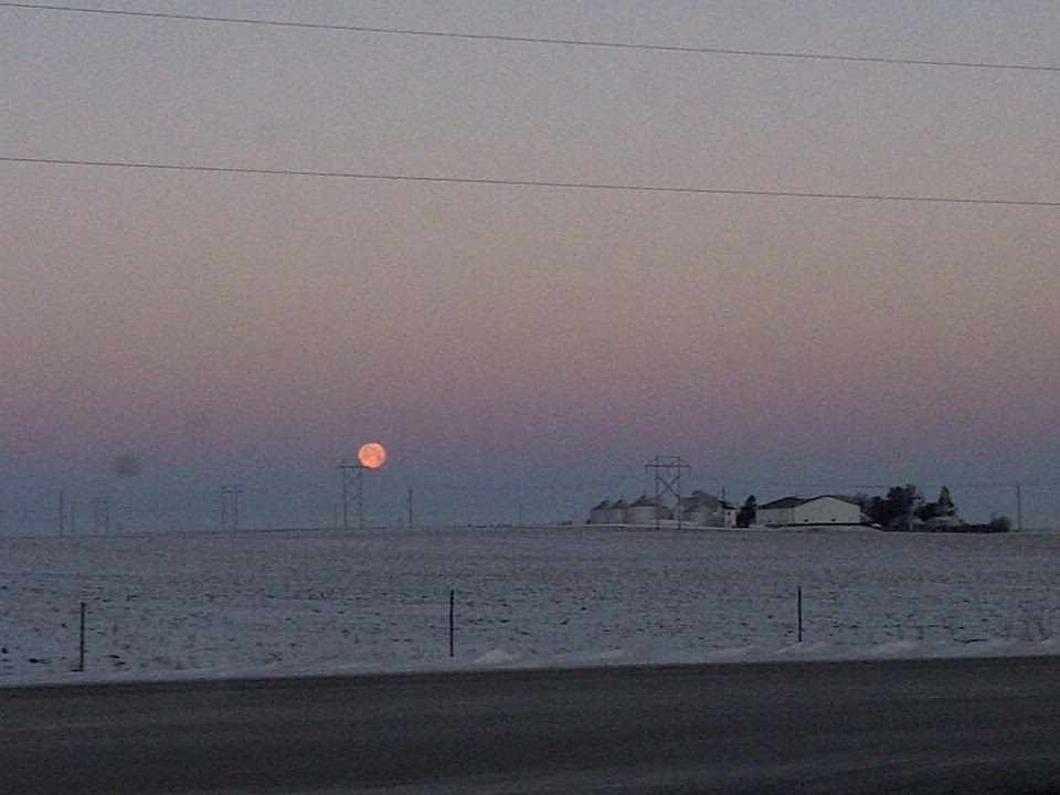 Wintery moonset