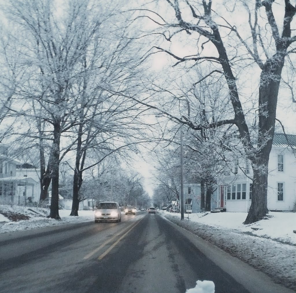 Summer Street with Winter Snow