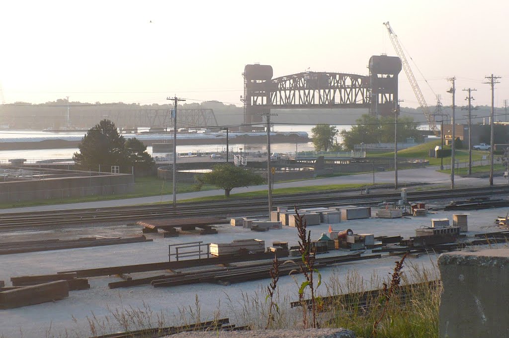 Early Morning Tugboat Going Under Bridge
