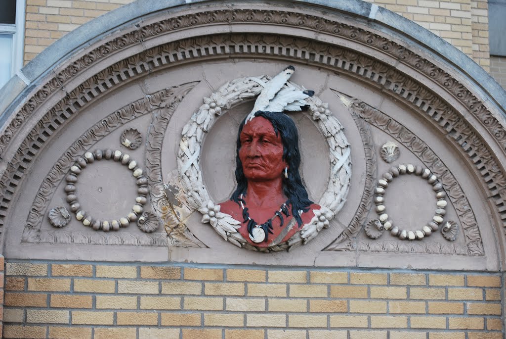 Indian Chief Sign Outside Des Moines County Courthouse