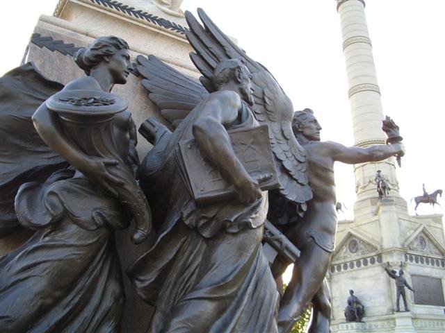 Knowledge,Legislature,Financial Prosperity; life-size bronzes, Allison Monument, Des Moines,IA