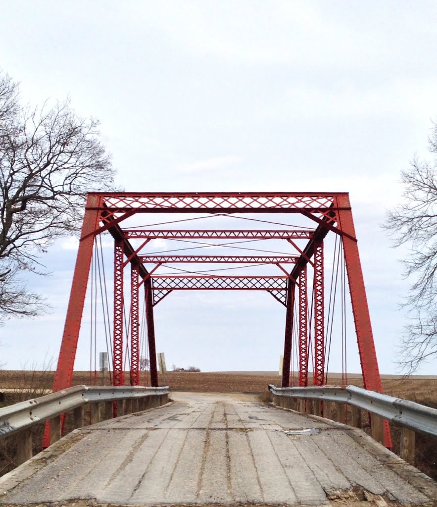 Look Across Red Bridge Road Through Truss Bridge