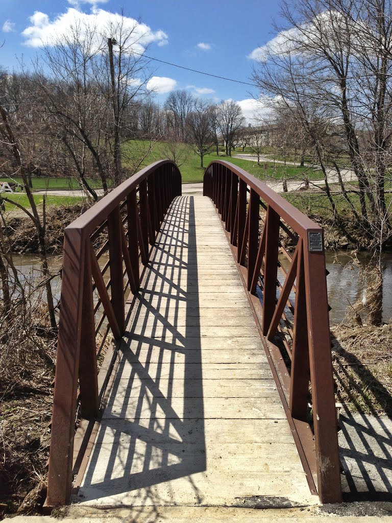 Look Across Pedestrian Bridge In Thomas Park - Marion, Iowa
