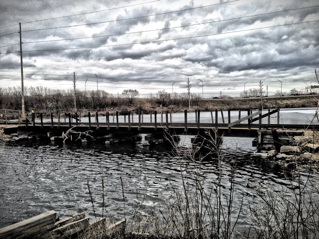 Timber Stringer Railroad Bridge Over Cedar Lake
