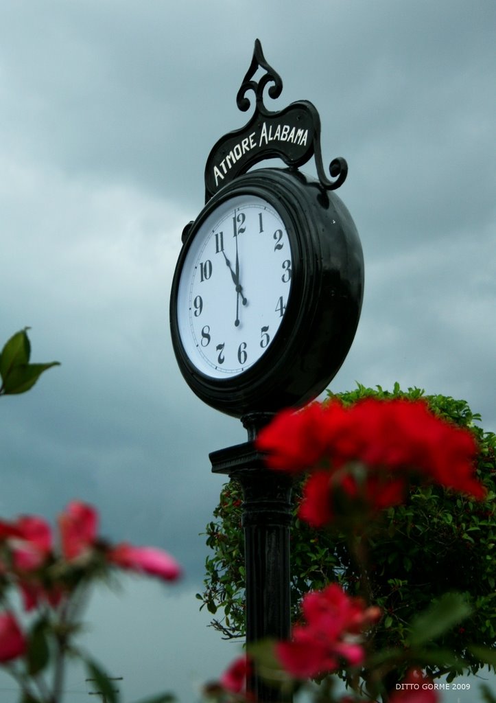 Clock in front of First National Bank