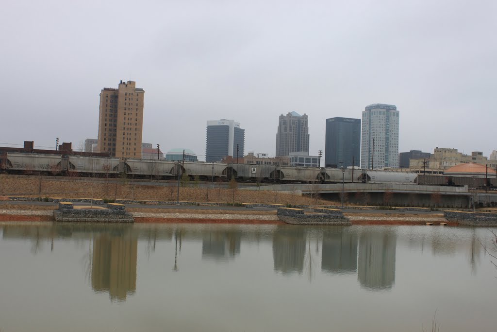 Birmingham Skyline Reflected in the Pond at Railroad Park