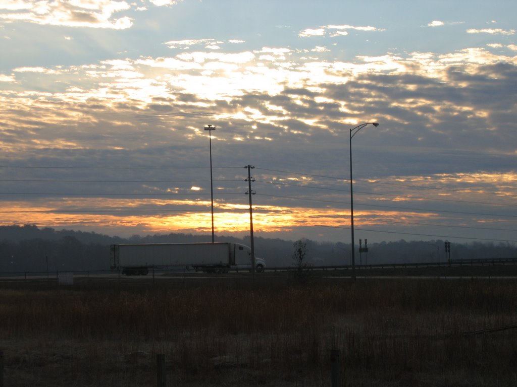 Truck at sunrise