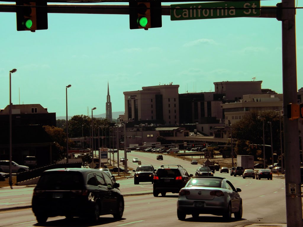 The tower in the distance