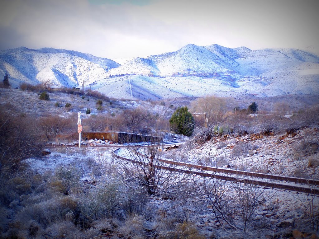 Wintery Mingus at seen from Verde Canyon Railroad Depot