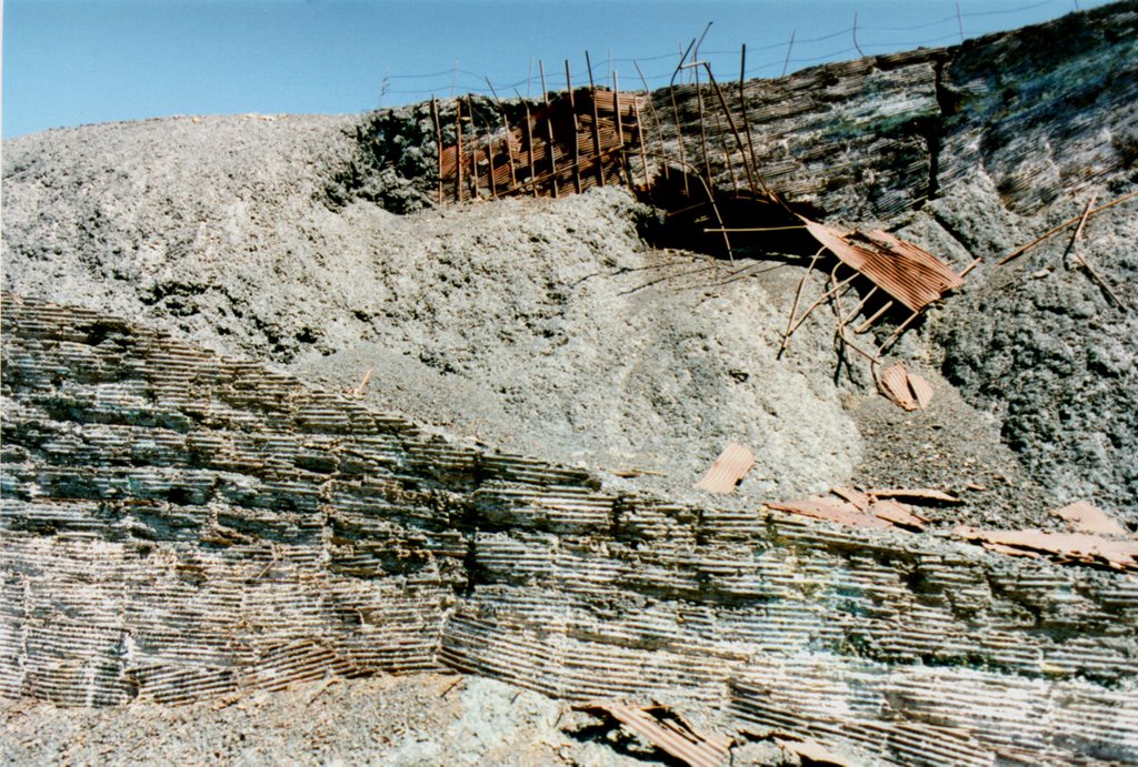 corrugated tin impressions in smelter slag