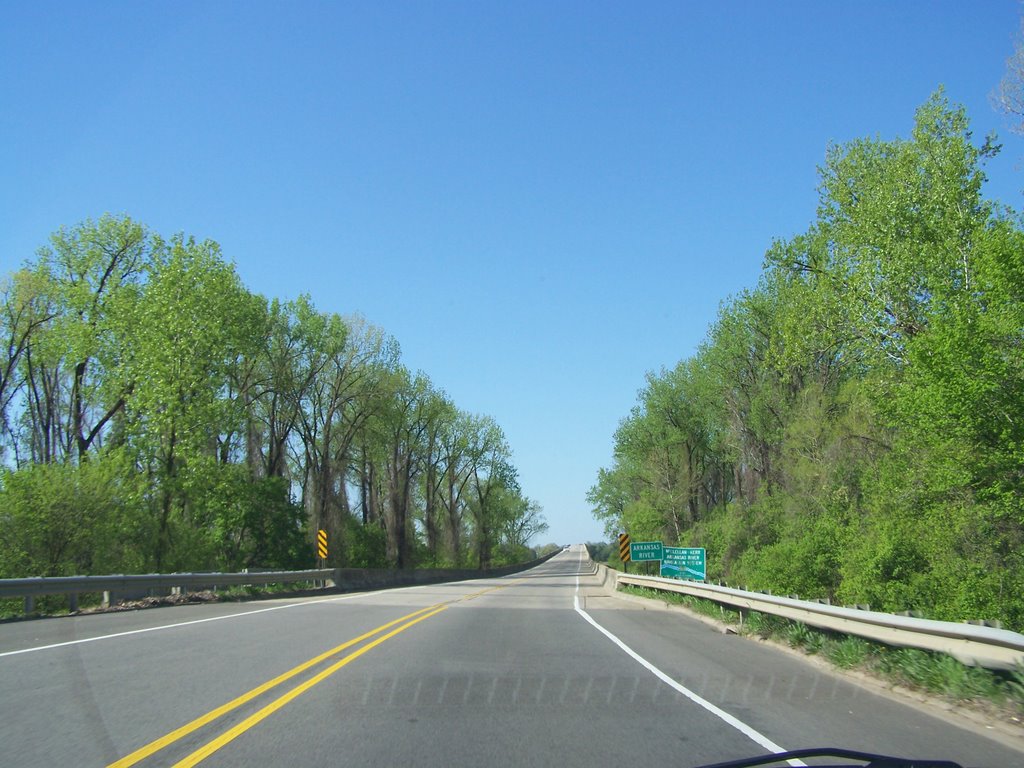 TREES LINE THE LOCK AND DAM 13 BRIDGE - GOING SOUTH