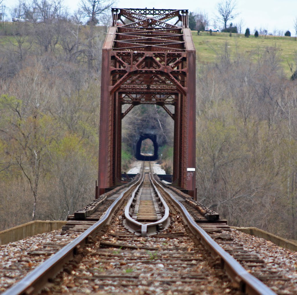 RR bridge across the white river and tunnel