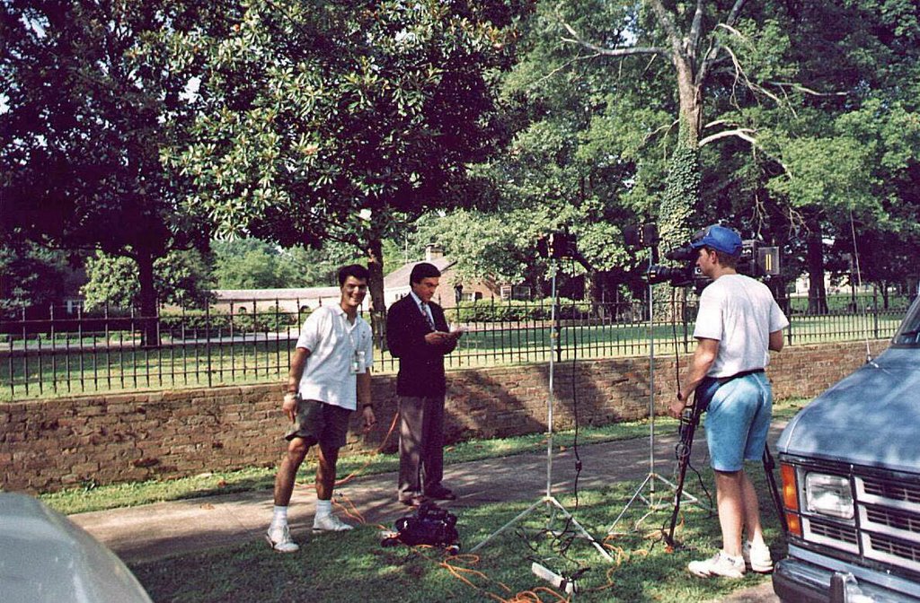 Our Camera Setup in front of the Governors Mansion - Gene Randall reporting