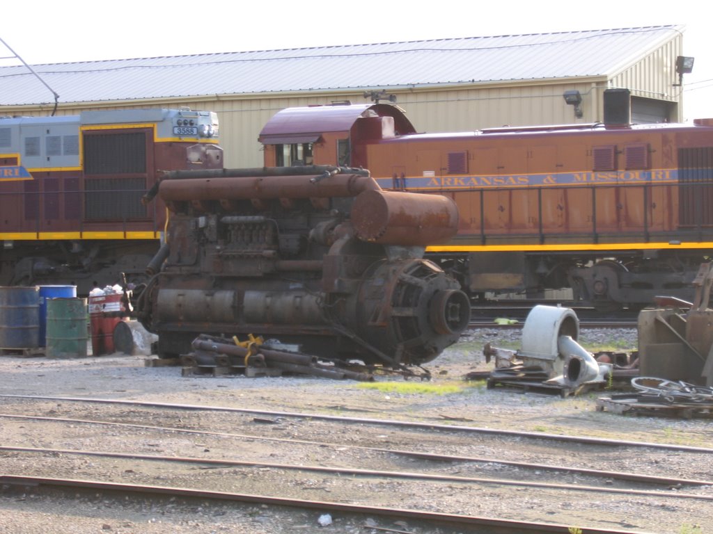 Diesel engine sitting in the yard.